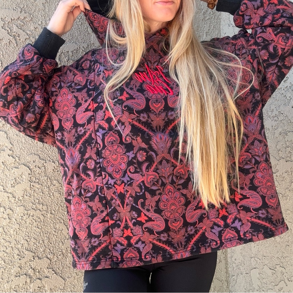 I.AM.GIA Tatiana Black Red Paisley Jumper Hoody Sweatshirt Sz XS